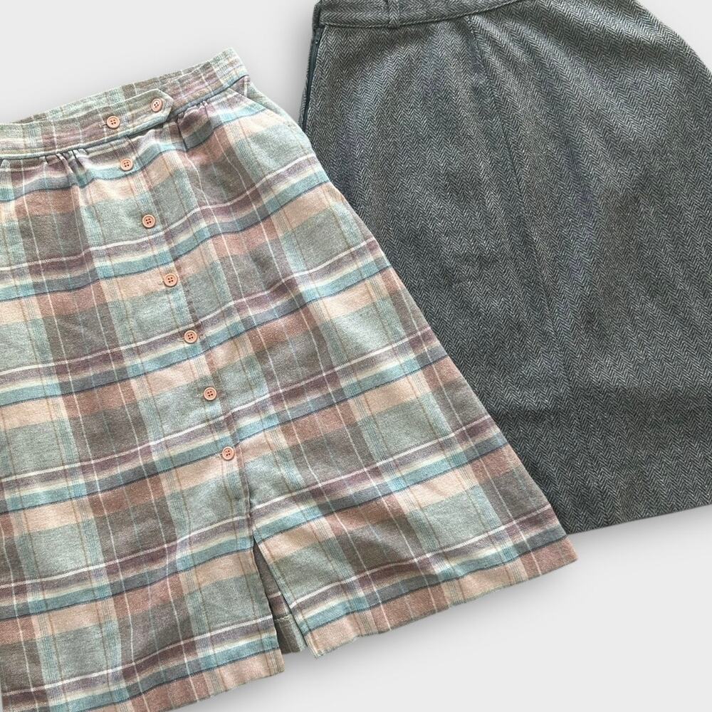 Vintage Skirt Lot XS S M Wool Blend High Waist Midi Cottagecore Preppy Feminine - Picture 11 of 14